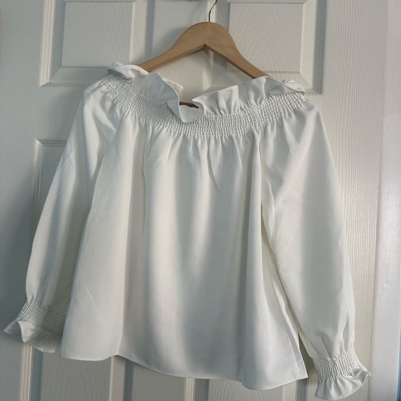 Tuckernuck White Off The Shoulder Marguerite Blouse $128 NWT Extra Small XS - Picture 9 of 10